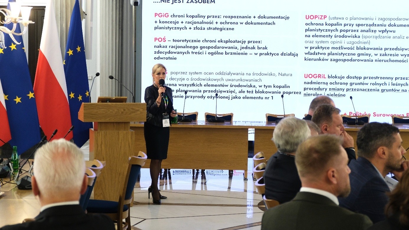 kobieta wygłasza prezentację do mikrofonu